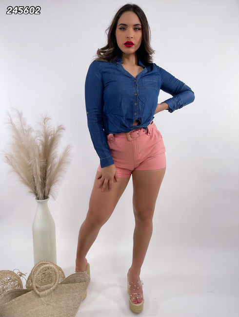 CAMISA CON NUDO EN CINTURA HMT51915-L