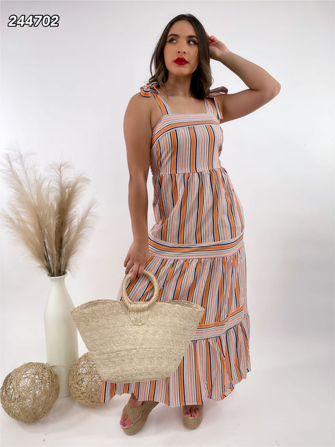 VESTIDO LARGO DE RAYAS 3163