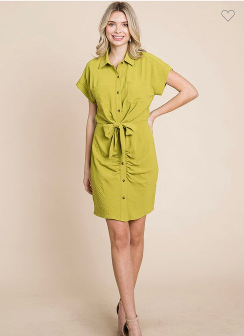 VESTIDO CAMISERO CON CUELLO CINTO EN LA CINTURA KAD1005