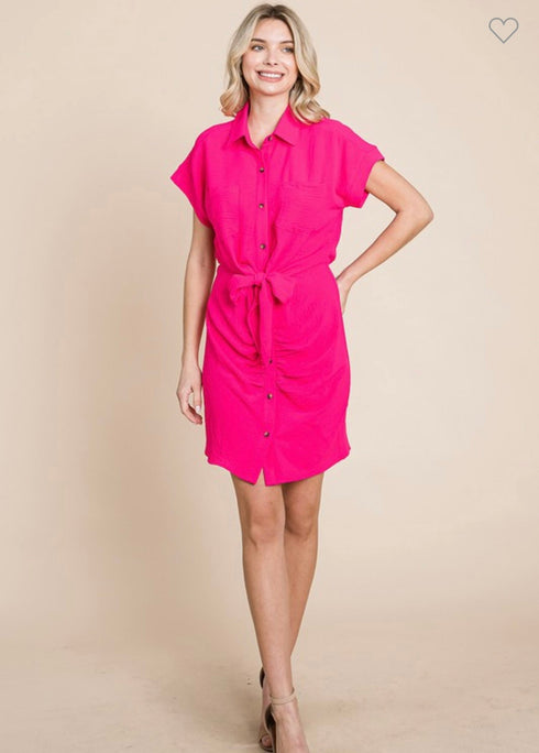 VESTIDO CAMISERO CON CUELLO CINTO EN LA CINTURA KAD1005
